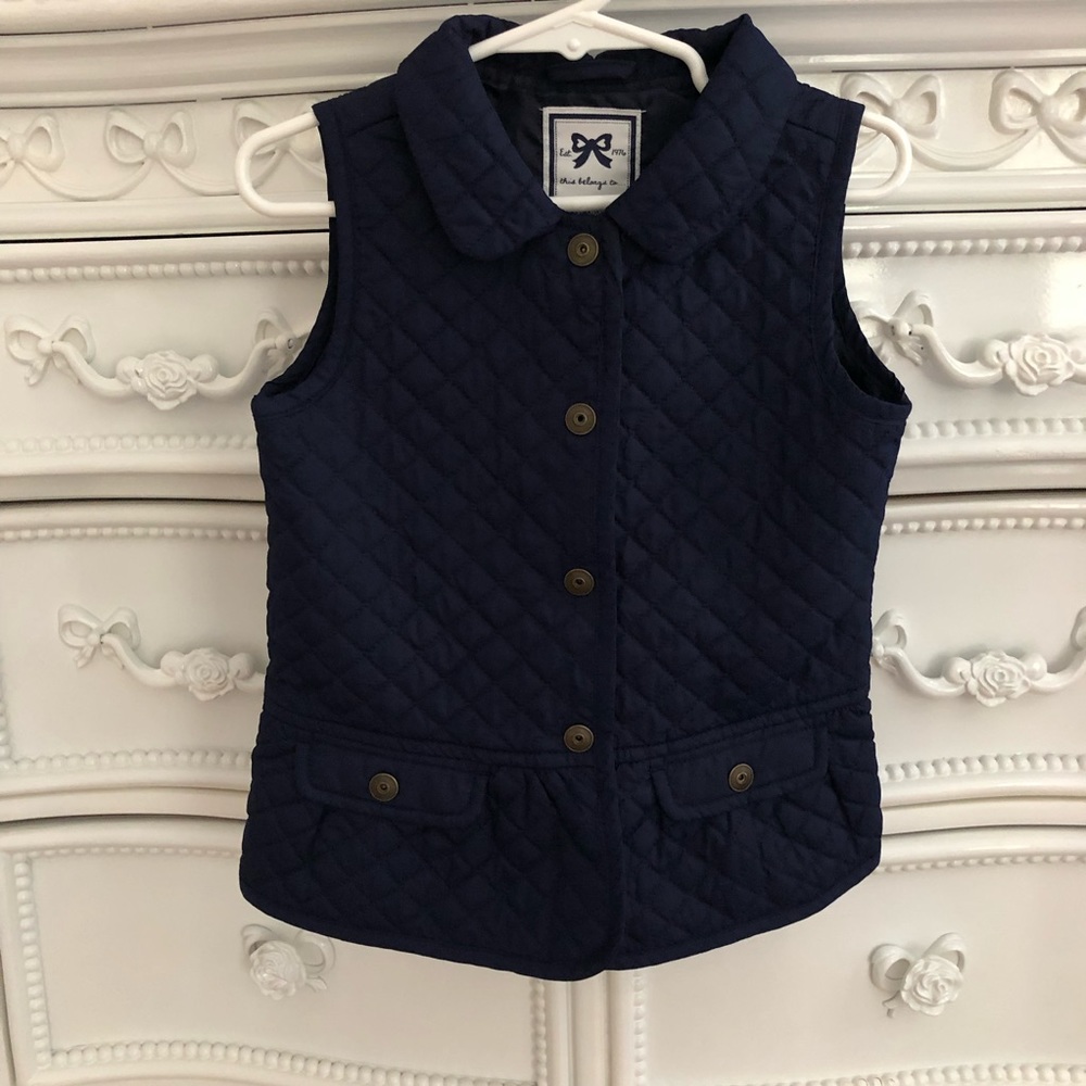 Gymboree girls navy quilted riding vest XS snap front